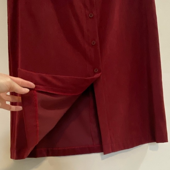 NWT Vintage Lindor Plus Sz 16P Suede Button Front Pockets Burgundy Midi Skirt - Picture 6 of 11
